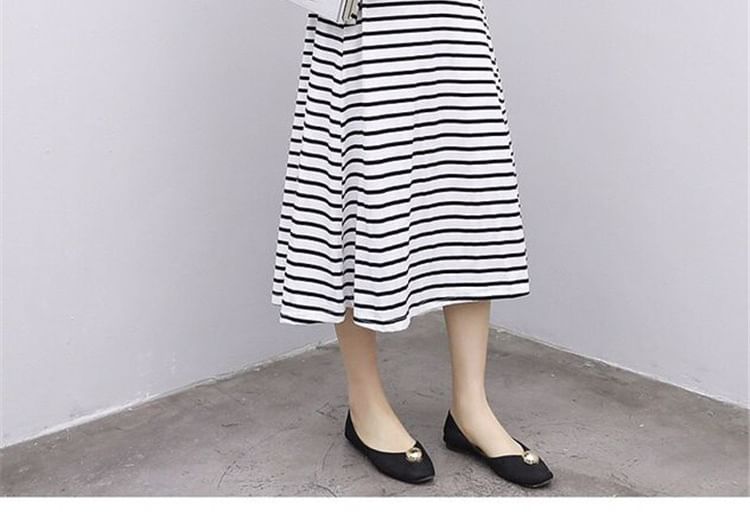 A-Line Midi Tank Dress Striped Crew Neck