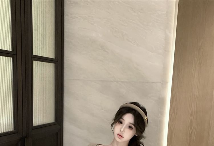 Sheath Dress / Top Mini Camisole Elbow-Sleeve Plain