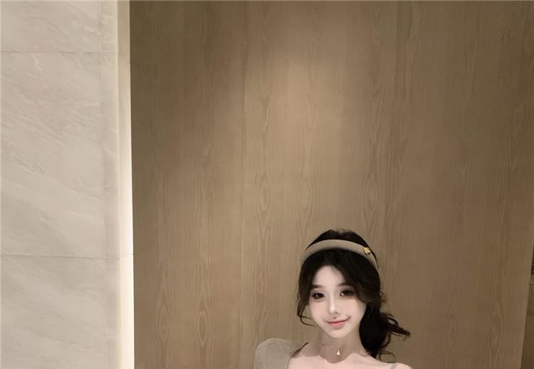 Sheath Dress / Top Mini Camisole Elbow-Sleeve Plain