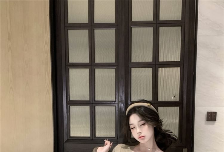 Sheath Dress / Top Mini Camisole Elbow-Sleeve Plain