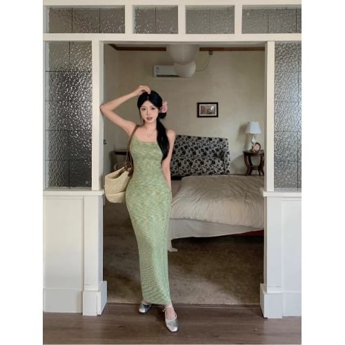 Rise Maxi Skirt High Knit Melange Top / Pencil Camisole