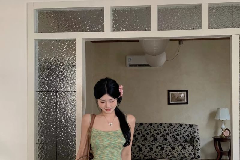 Rise Maxi Skirt High Knit Melange Top / Pencil Camisole