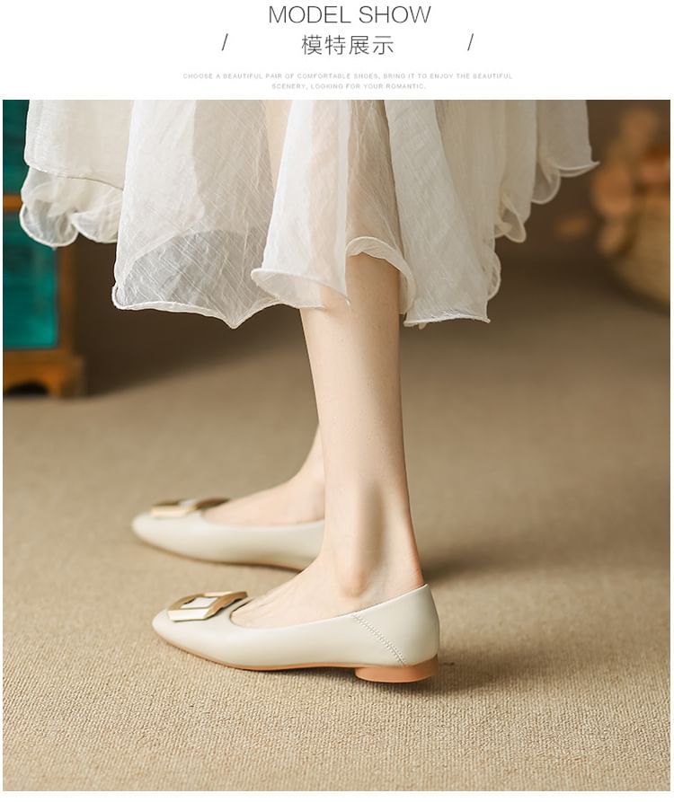 Square-Toe Buckled Flats