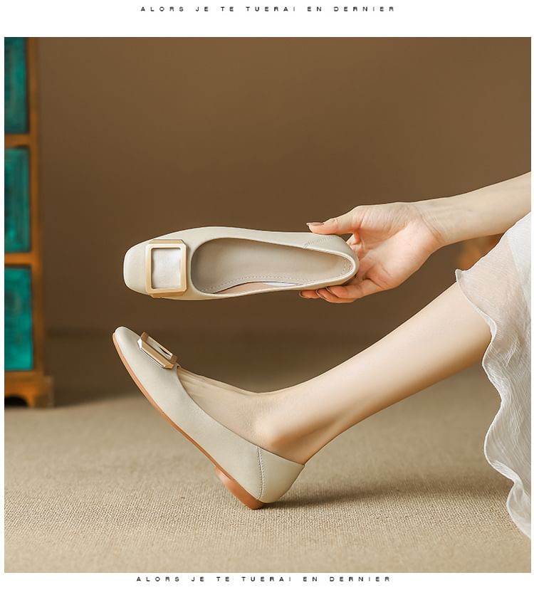 Square-Toe Buckled Flats