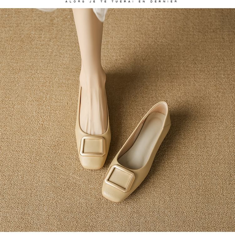 Square-Toe Buckled Flats