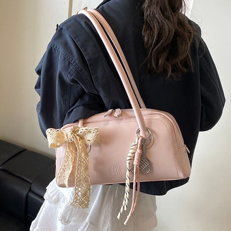 Faux Bowler Bag Leather Lettering