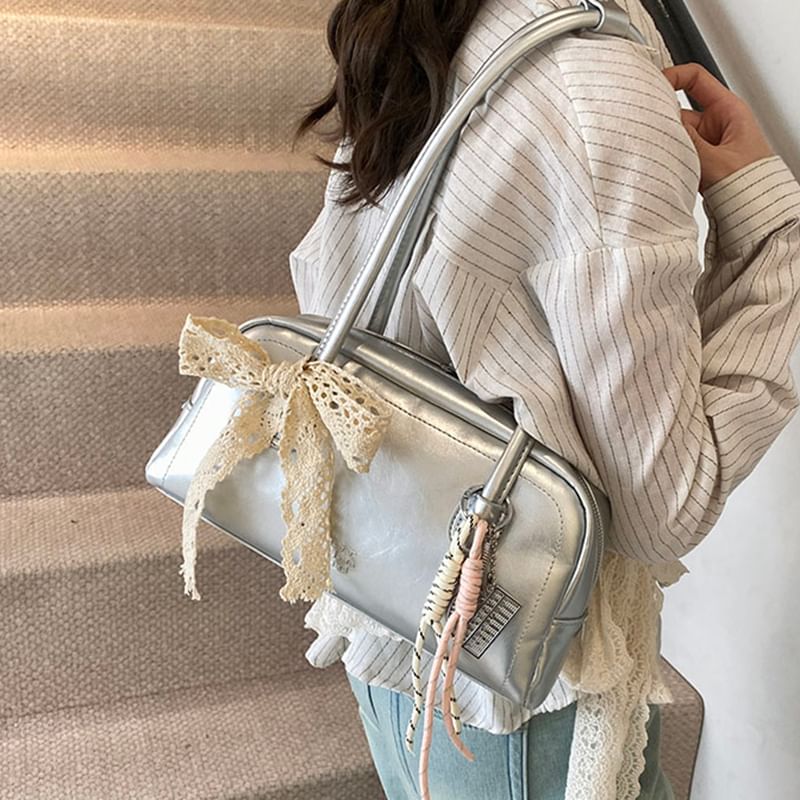 Faux Bowler Bag Leather Lettering