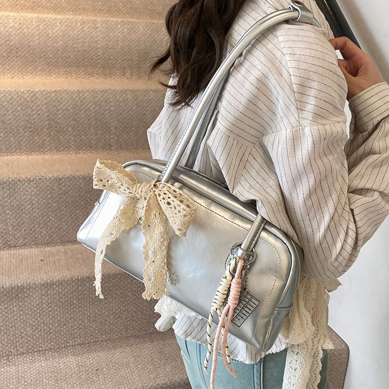 Faux Bowler Bag Leather Lettering