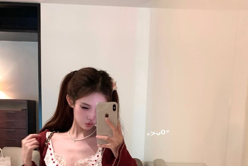 Panel Ruffle Plaid Skirt Print Mini Sleeveless Top High / Striped Bow Cardigan Waist Floral A-Line