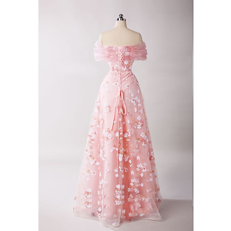 Off-Shoulder Sequined A-Line Evening Gown