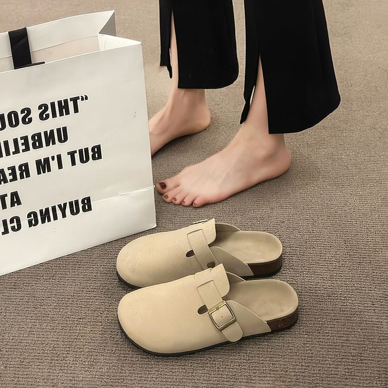 Plain Mules Platform Buckled