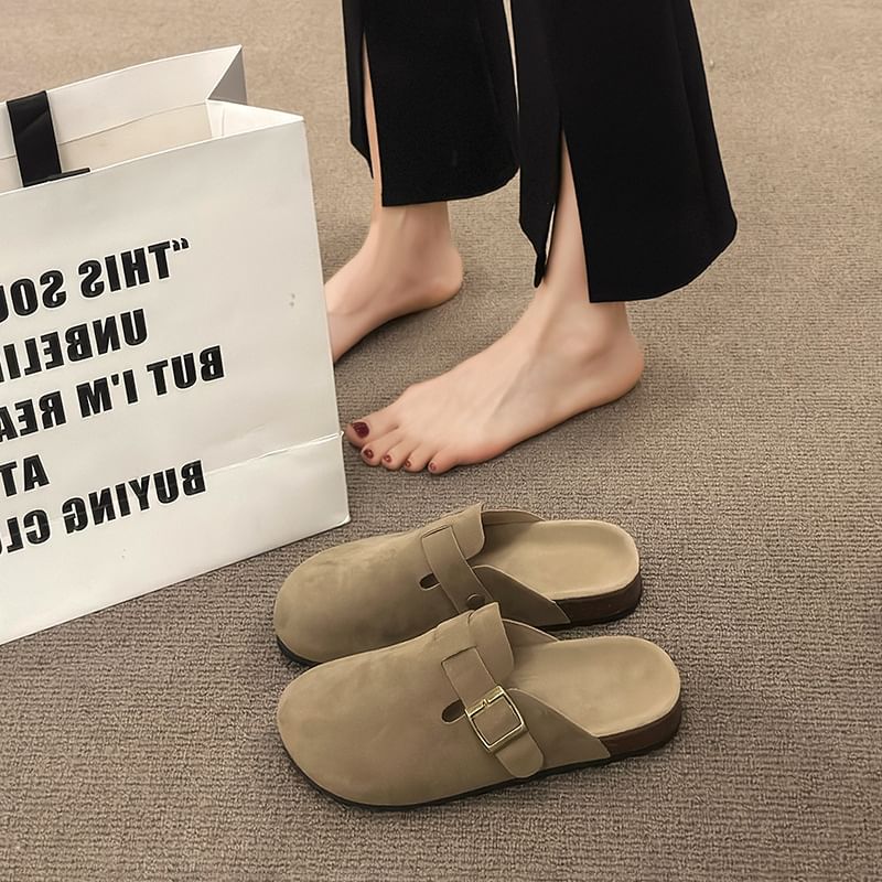 Plain Mules Platform Buckled