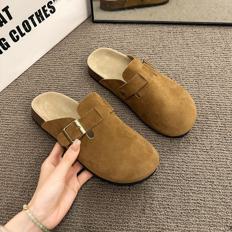 Plain Mules Platform Buckled
