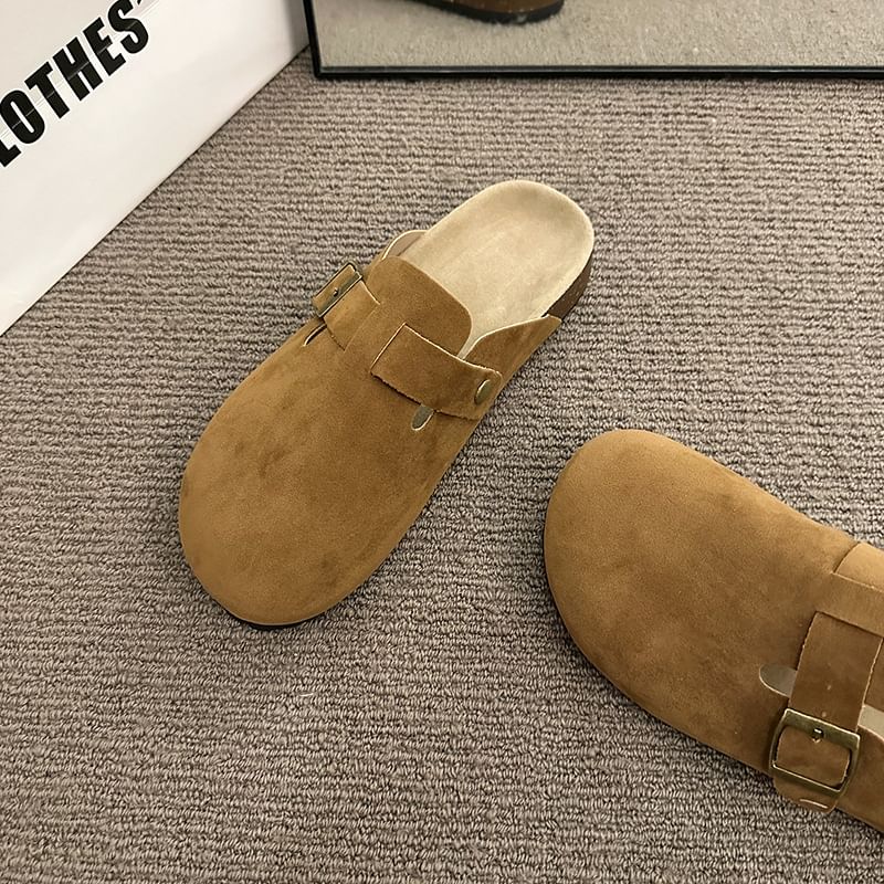 Plain Mules Platform Buckled
