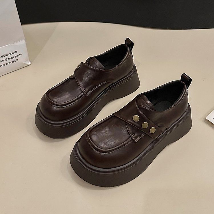 Faux Strap Adhesive Plain Shoes Leather Platform