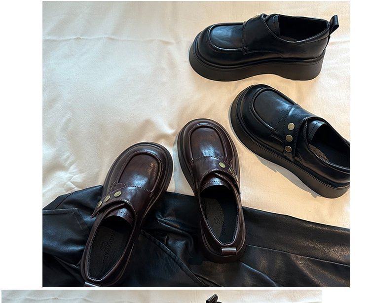 Faux Strap Adhesive Plain Shoes Leather Platform
