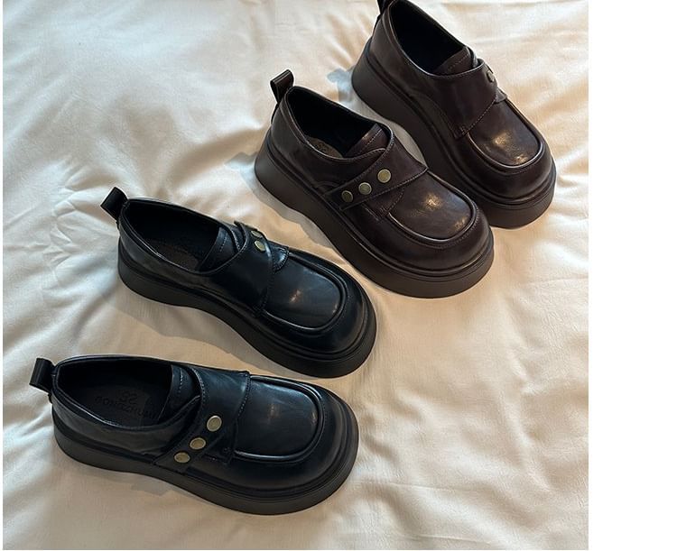 Faux Strap Adhesive Plain Shoes Leather Platform