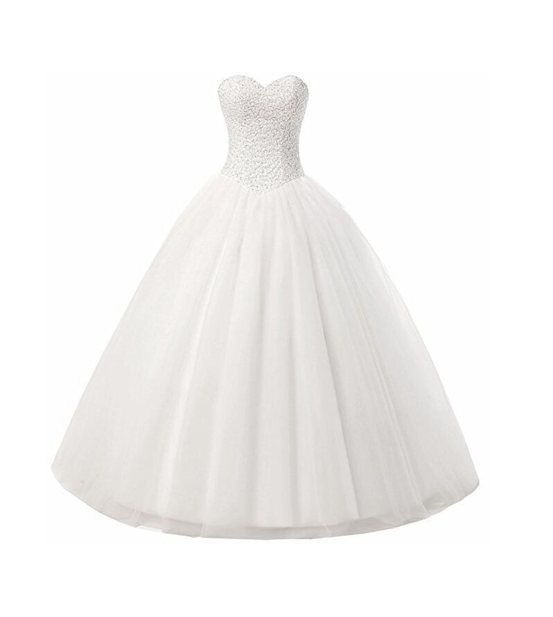 Plain Sequin Panel Mesh A-Line Tube Wedding Gown