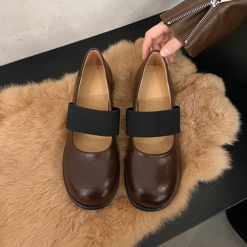 Leather Mary Jane Faux Pumps