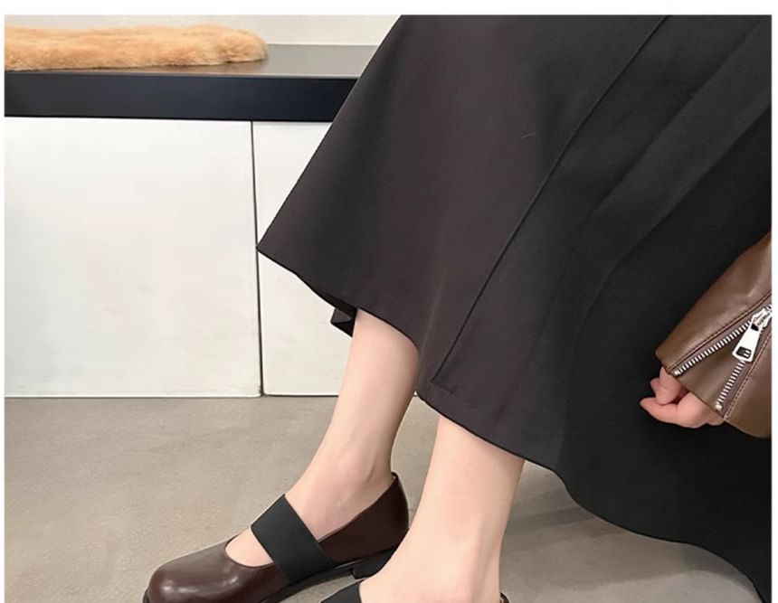 Leather Mary Jane Faux Pumps