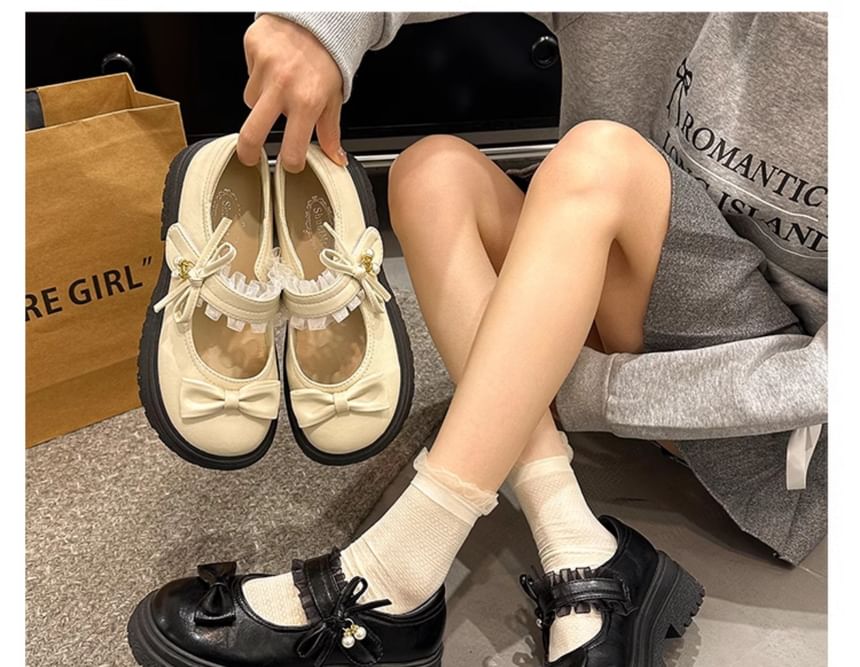 Frill Bow Platform Mary Jane Shoes