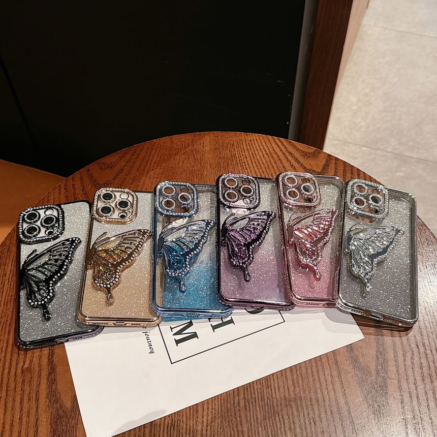 Stand Butterfly Embellished Phone Case