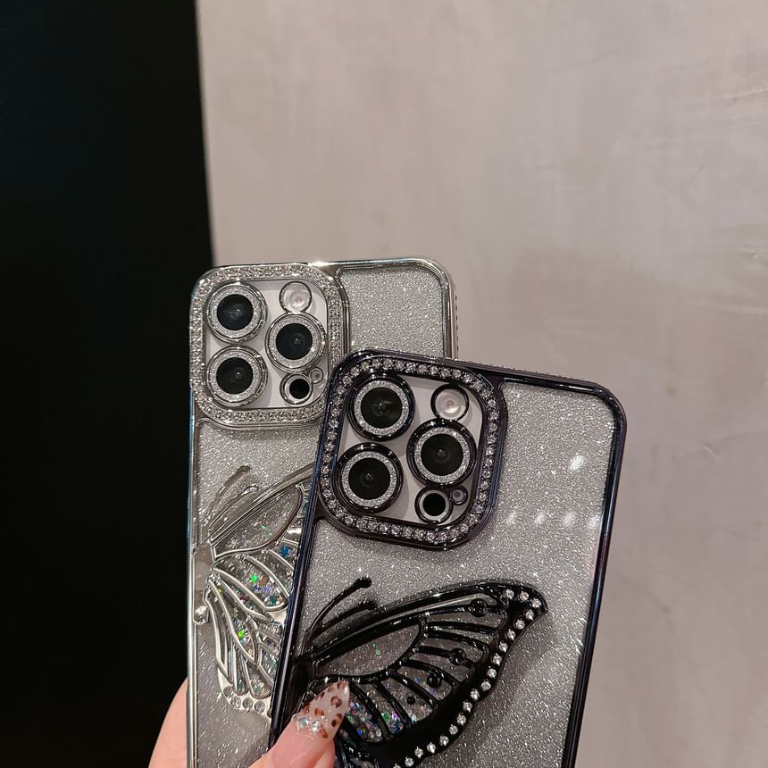 Stand Butterfly Embellished Phone Case