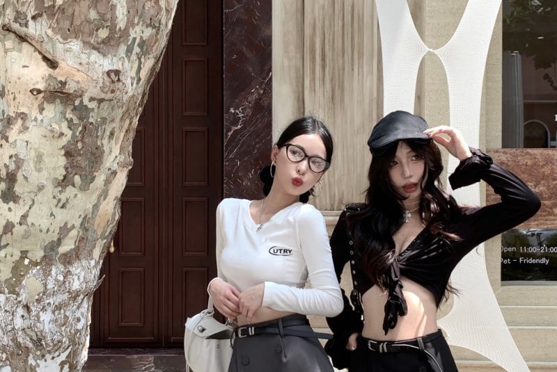 Pants High Overlay Flared Plain Skirt Waist