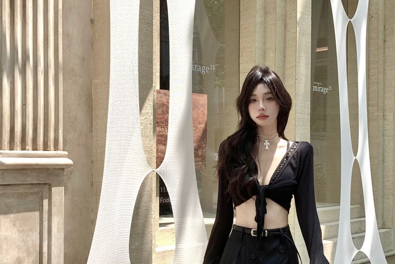 Pants High Overlay Flared Plain Skirt Waist