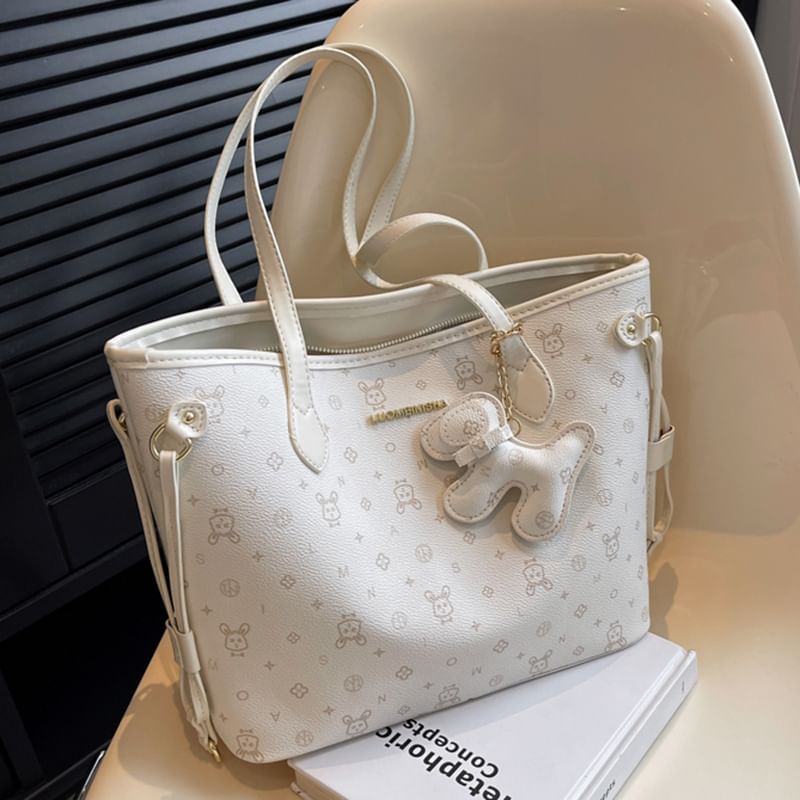 Leather Drawstring Bag Tote Patterned Faux