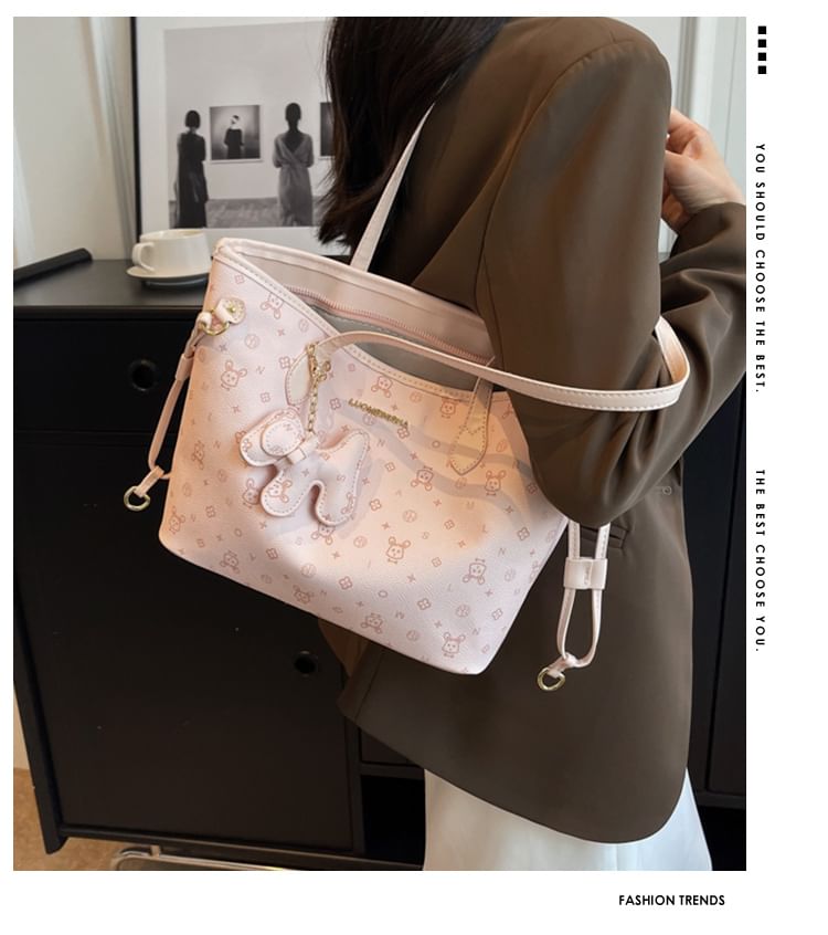 Leather Drawstring Bag Tote Patterned Faux