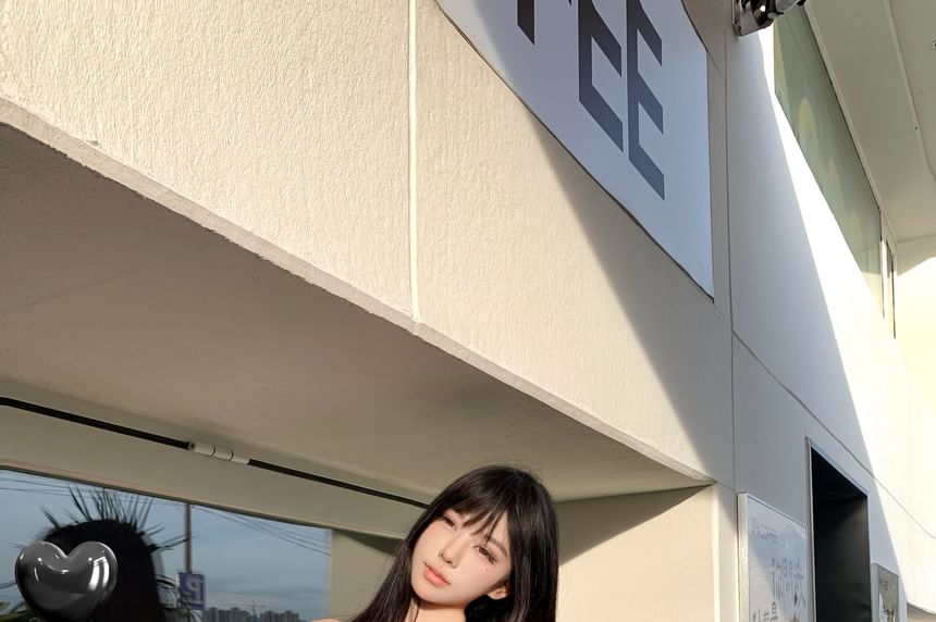 Rise / Mini Sheer Skirt Tube A-Line Ruched Top High Plaid Bow