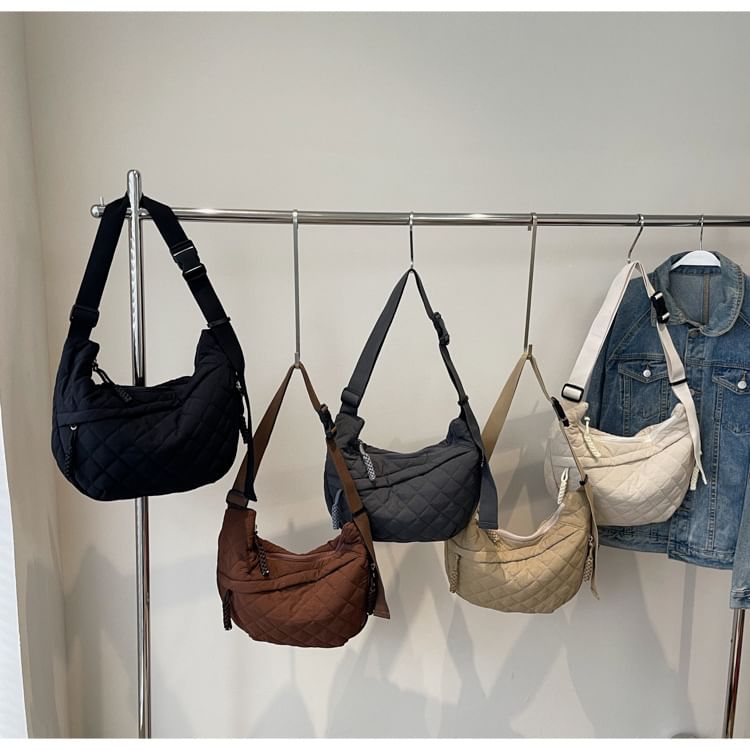 Plain Zip Bag Nylon Quilted Crossbody