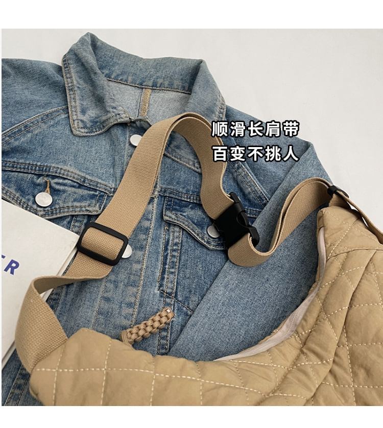 Plain Zip Bag Nylon Quilted Crossbody