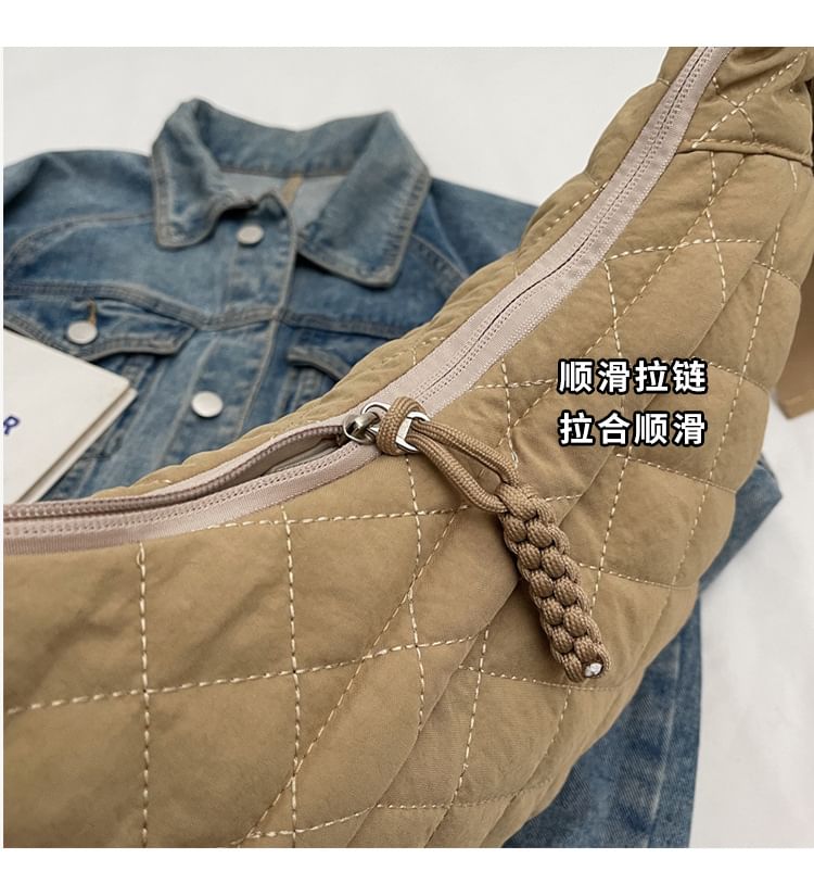 Plain Zip Bag Nylon Quilted Crossbody