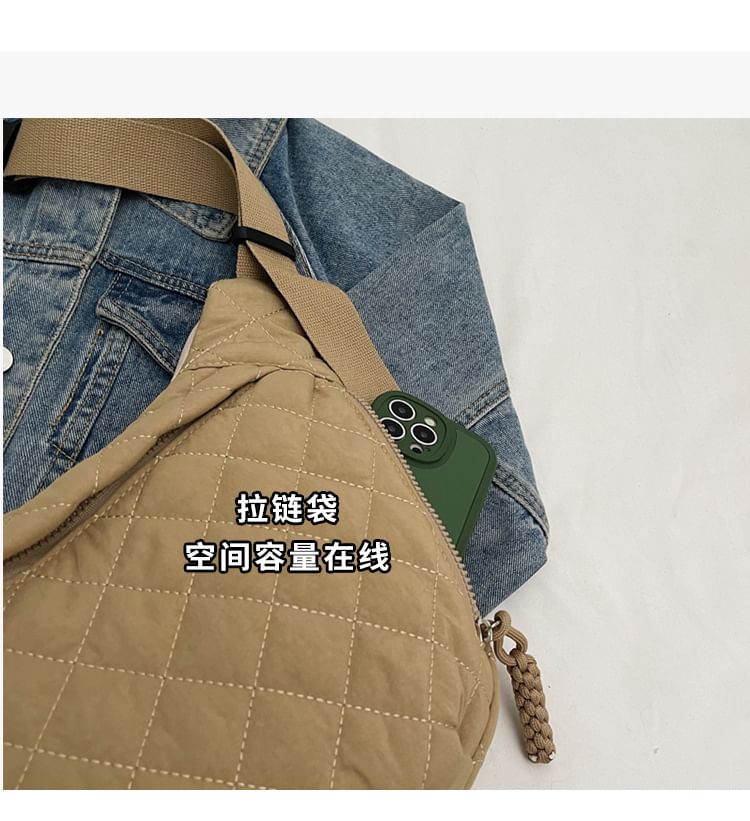 Plain Zip Bag Nylon Quilted Crossbody