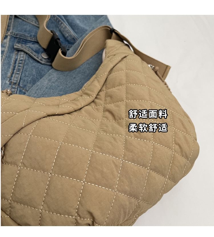 Plain Zip Bag Nylon Quilted Crossbody