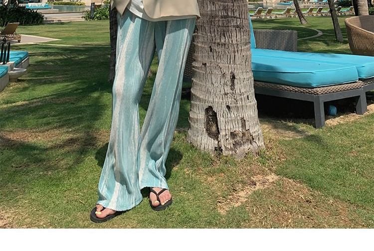 Pants Leg Patterned Pleated High Wide Rise Print