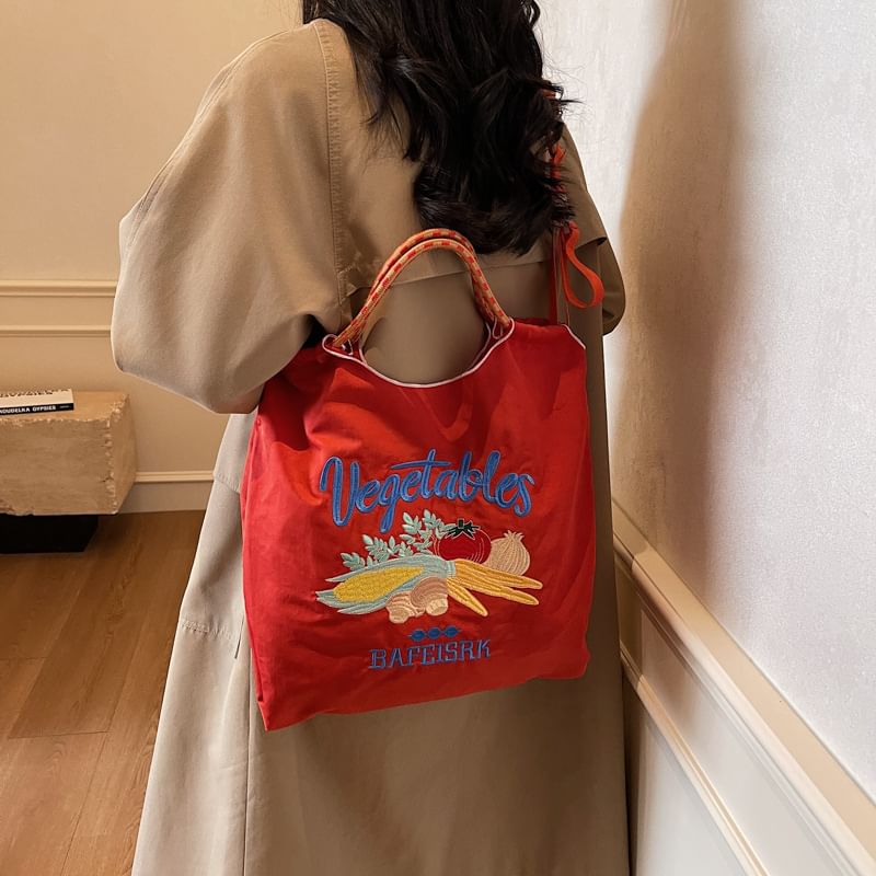 Vegetable Tote Embroidered Bag
