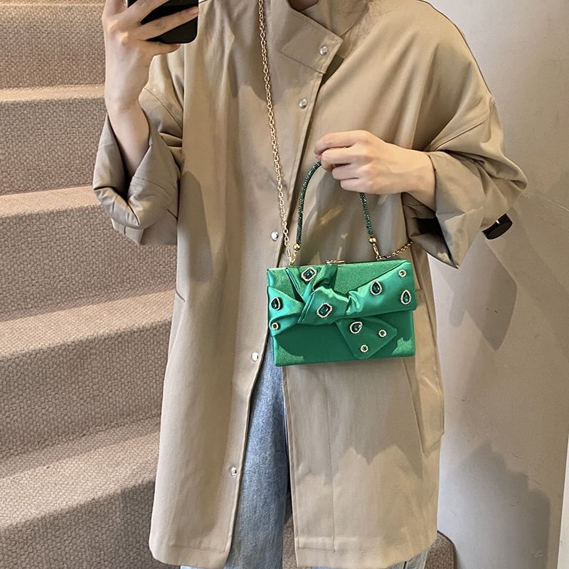 Box Crossbody Rhinestone Bow Bag