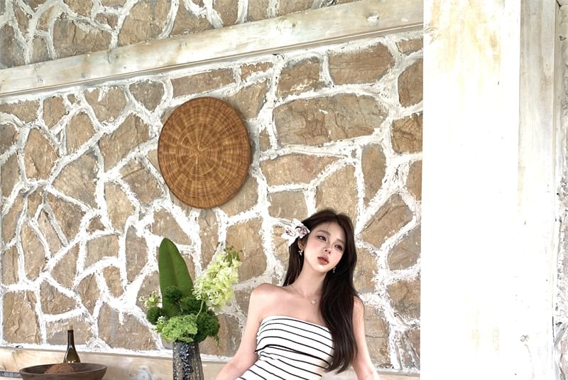 Dress Tube Striped Midi Sheath