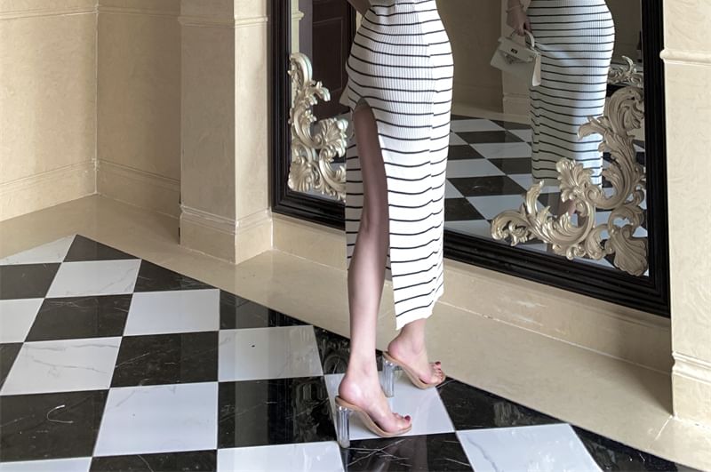 Dress Tube Striped Midi Sheath