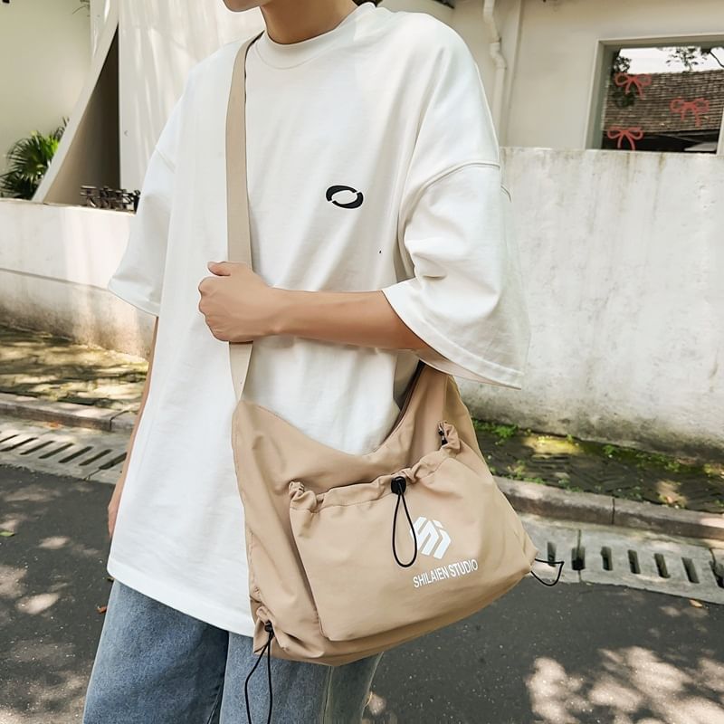 Crossbody Bag Lettering Drawstring