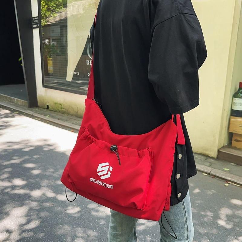 Crossbody Bag Lettering Drawstring