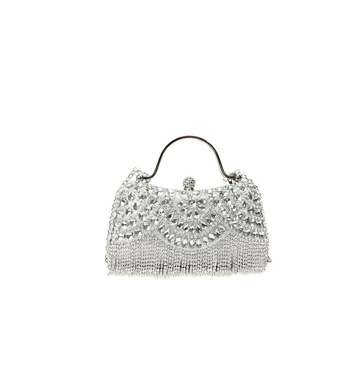 Tasseled Rhinestone Chain Crossbody Bag