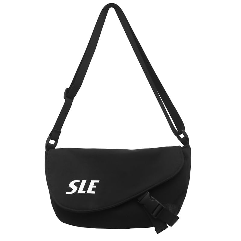 Buckled Two-Tone Crossbody Flap Bag Lettering