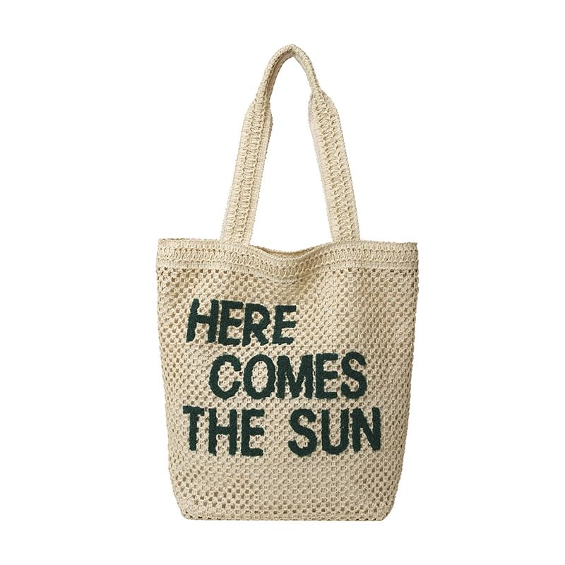 Tote Letter Embroidered Bag Woven