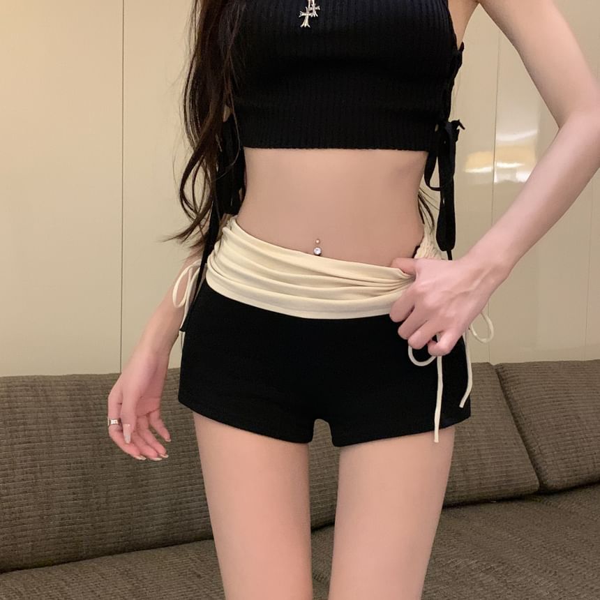 Waist Drawstring High Hot Ruched Tone Pants Two