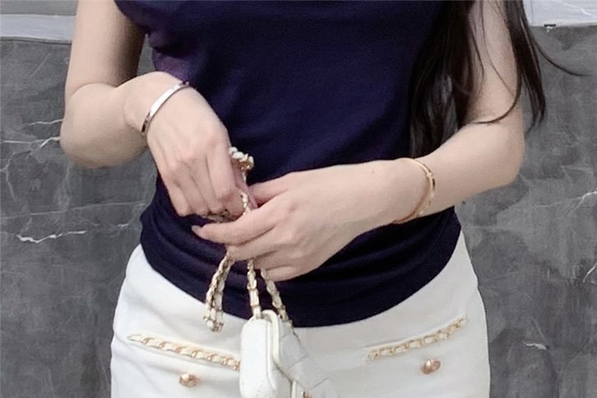 Plain Hot Pants Chained Waist High