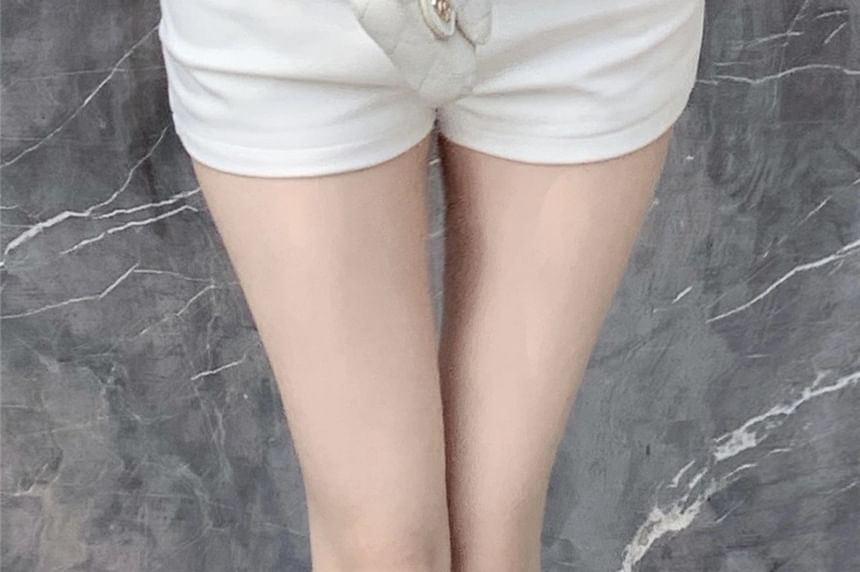 Plain Hot Pants Chained Waist High